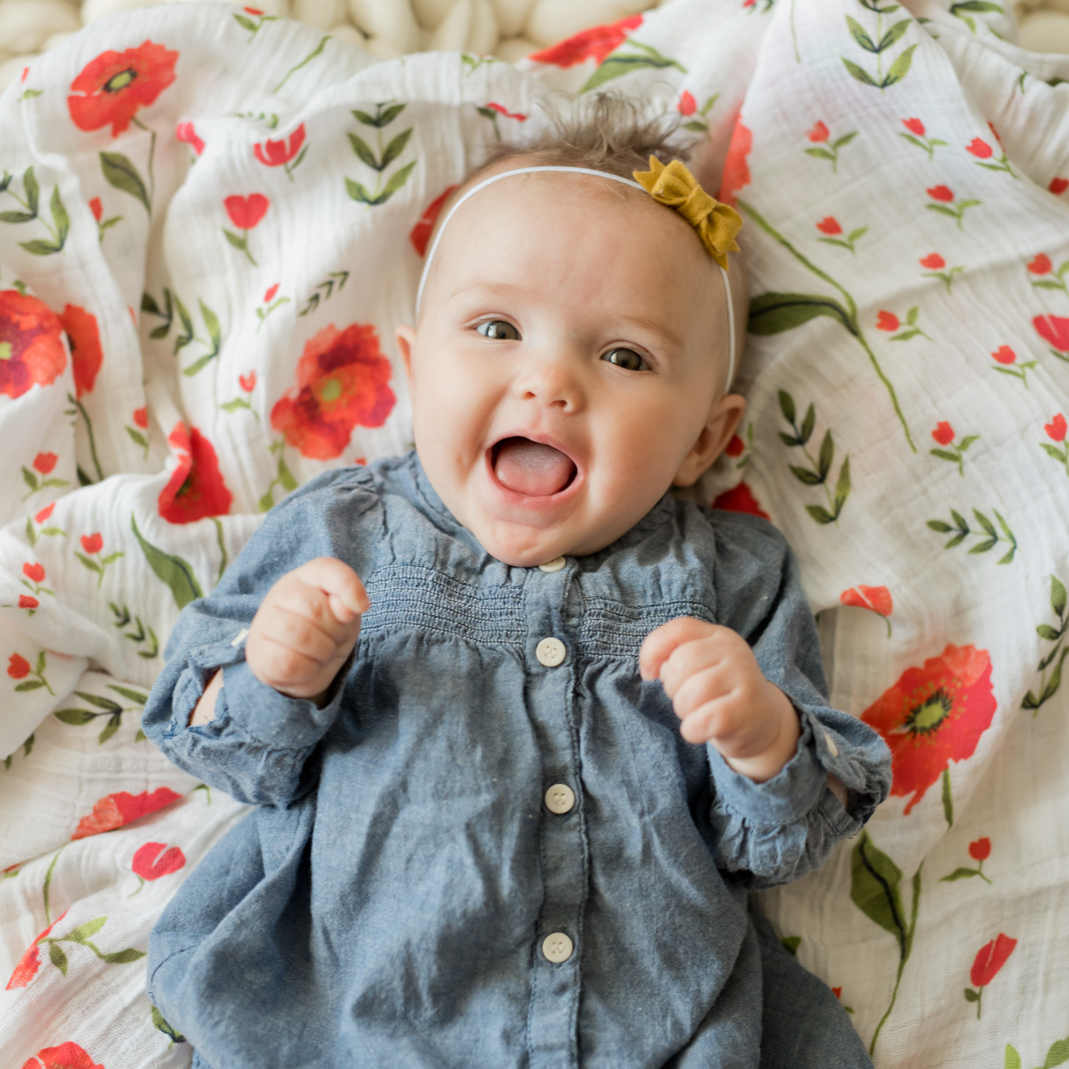 Little Unicorn Mušelínová zavinovacia plienka 120x120cm 3ks Summer Poppy – Obrázok 2