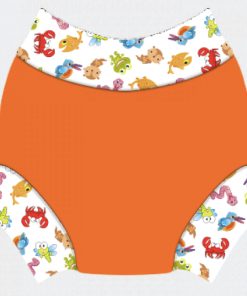 Swim nappy Neoprénové plavky Oranžové s húseničkami L