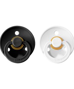 BIBS Colour cumlíky z prírodného kaučuku black-white 2ks veľkosť 1