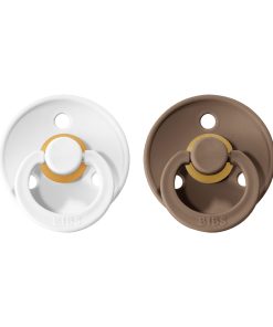 BIBS Colour cumlíky z prírodného kaučuku - white-dark-oak 2ks veľkosť 1