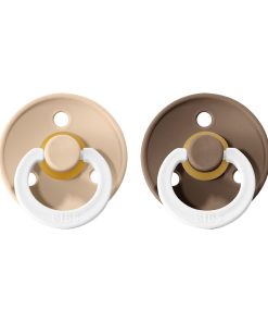 BIBS Colour nočné cumlíky z prírodného kaučuku 2ks - Vanilla/Dark Oak veľkosť 1