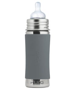 Pura® nerezová dojčenská fľaša 325ml - Sivá