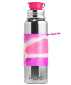 Pura® nerezová fľaša so športovým uzáverom 850ml - Ružovo-biela